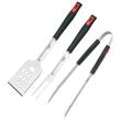 Set 3 ustensile pentru gratar, Otel inoxidabil, Spatula, Furculita, Cleste