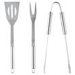 Set 3 ustensile gratar, Otel inoxidabil, Spatula, Furculita, Cleste, Husa