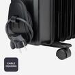 Calorifer electric cu ulei, 9 elementi, Negru, Putere 1500 W, 2 trepte de incalzire