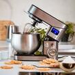 Mixer planetar, 2000 W, 6 viteze, Bol Inox 5 l, ecran LCD, Argintiu