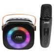 Boxa portabila cu microfon, Karaoke, SD, USB, AUX si Bluetooth, 5 modulatii diferite ale vocii, 8 efecte de iluminare RGB