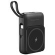Powerbank Li-Ion, 10000 mAh, Incarcare Wireless, USB-C, USB-C, Lightning, intrare/iesire USB, Negru