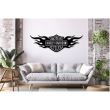 Decoratiune metalica de perete Krodesign KRO-1054, Harley Davidson, diametru 80 cm, grosime 1.5 mm