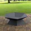 Vatra pentru terasa/gradina, Hexagon Fire Pit KRO-1072, Otel, Negru, diametru 870 mm, grosime 3 mm