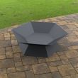 Vatra pentru terasa/gradina, Hexagon Fire Pit KRO-1072, Otel, Negru, diametru 870 mm, grosime 3 mm
