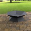 Vatra pentru terasa/gradina, Hexagon Fire Pit KRO-1072, Otel, Negru, diametru 870 mm, grosime 3 mm