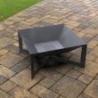 Incalzitor pentru terasa/gradina, Square Fire Pit KRO-1077, Otel, Negru, 600x600x300 mm, grosime 3 mm