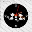 Ceas de perete metalic Krodesign Kitty Cat KRO-1160, diametru 50 cm, negru