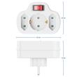 Triplu stecher cu intrerupator, 1 x Shuko, 2 x EURO, Alb, 2.5/16 A, 3680 W