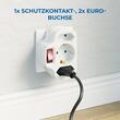 Triplu stecher cu intrerupator, 1 x Shuko, 2 x EURO, Alb, 2.5/16 A, 3680 W