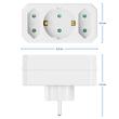 Triplu stecher, 1 x Shuko, 2 x EURO, Alb, 2.5/16 A, 3500 W
