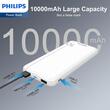 Powerbank Philips, Li-Polymer, 10000mAh, MicroUSB 5V/2A, USB-C 5V/2.4A, 37Wh