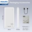 Powerbank Philips, Li-Polymer, 10000mAh, MicroUSB 5V/2A, USB-C 5V/2.4A, 37Wh