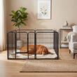 Tarc metalic pentru animale, 80 x 80 cm, 8 x panouri, configuratie extensibila, 2 x incuietori