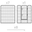 Tarc metalic pentru animale, 80 x 100 cm, 8 x panouri, configuratie extensibila, 2 x incuietori