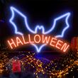 Decoratiune perete cu led Bat Halloween, USB, dimensiune 420 x 20 x 310 mm