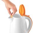 Fierbator electric, capacitate 1.5 l, putere 2200 W, Alb/Portocaliu, filtru anticalcifiere