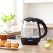 Fierbator electric, capacitate 1.2 l, putere 2200 W, Negru, filtru anticalcifiere, sticla