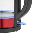 Fierbator electric, capacitate 1.7 l, putere 2200 W, Negru/Rosu, filtru anticalcifiere, sticla/inox