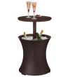 Mini bar de gradina multifunctional Keter Cool Bar Rattan, maro, 49.5x49.5x57-82 cm 