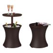 Mini bar de gradina multifunctional Keter Cool Bar Rattan, maro, 49.5x49.5x57-82 cm 