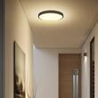 Plafoniera led cu senzor miscare si telecomanda, Interior/Exterior IP44, 4000K, 2500 lm, 24 W, dimensiune 350 x 61 mm, Negru, Rotunda