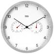 Ceas de perete cu Termometru si higrometru, Aluminiu/Sticla, diametru 30 cm, Alb, 1 x AA
