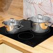 Set 3 oale Inox 2/4/6 l, capace sticla securizata, Manere pliabile, Gradatie in interior