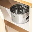 Set 3 oale Inox 2/4/6 l, capace sticla securizata, Manere pliabile, Gradatie in interior