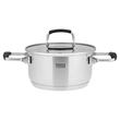 Set 3 oale Inox 2/4/6 l, capace sticla securizata, Manere pliabile, Gradatie in interior