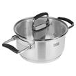 Set 3 oale Inox 2/4/6 l, capace sticla securizata, Manere pliabile, Gradatie in interior