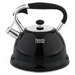 Ceainic cu fluier, Teesa Inox, capacitate 3 l, Negru, fund ingrosat, Diametru 22.5 cm