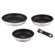 Set 3 tigai Inox cu maner detasabil, Teesa, Indicator incalzire, Suprafata antiaderenta din titan, diameter 22/24/28 cm