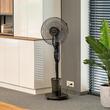 Ventilator cu umidificare, Negru, 75 W, Telecomanda, 3 viteze, Oscilatie, Rezervor apa 2.8 l, 5 roti, Diametru 43 cm