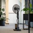 Ventilator cu umidificare, Negru, 75 W, Telecomanda, 3 viteze, Oscilatie, Rezervor apa 2.8 l, 5 roti, Diametru 43 cm