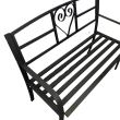 Banca metalica pentru gradina Vivatechnix VMD-1049, Negru, 121x55x98cm, 2 locuri