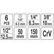 Set 6 adaptoare Yato YT-04629, HEX, Crom Vanadiu