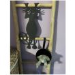 Decoratiune perete Krodesign Funny Cat, lungime 52 cm, negru