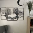 Set 3 decoratiuni perete Krodesign Tree Kiss, negru, 71 cm, grosime 2 mm