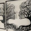 Set 3 decoratiuni perete Krodesign Tree Kiss, negru, 71 cm, grosime 2 mm