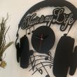 Ceas de perete metalic Krodesign Music is my Life, diametru 60 cm, negru