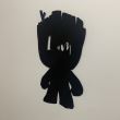 Decoratiune perete Krodesign Baby Groot, metal, negru, Inaltime 52 cm