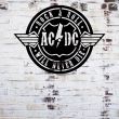 Decoratiune metalica de perete Krodesign KRO-1050, AC/DC, diametru 60 cm, negru, grosime 1.5 mm