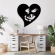Decoratiune metalica de perete Krodesign Love Art, diametru 55 cm, negru, grosime 1.5 mm