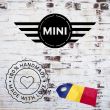 Decoratiune metalica de perete Krodesign KRO-1056, Mini Cooper, diametru 50 cm, negru, grosime 1.5 mm
