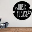 Decoratiune metalica de perete Krodesign Music Please, diametru 50 cm, negru, grosime 1.5 mm