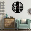 Ceas de perete metalic Krodesign Piano, diametru 50 cm, negru