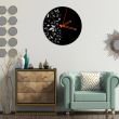 Ceas de perete metalic Krodesign Flowers KRO-1091, diametru 50 cm, negru