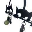 Suport chei cu 5 agatatori, Krodesign Three Cats KRO-1129, 60x30 cm, Negru