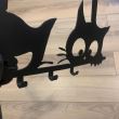 Suport chei cu 5 agatatori, Krodesign Three Cats KRO-1129, 60x30 cm, Negru